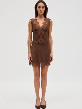 Third Form VISIONS LACE MINI DRESS | CHOCOLATE POLKA DOT
